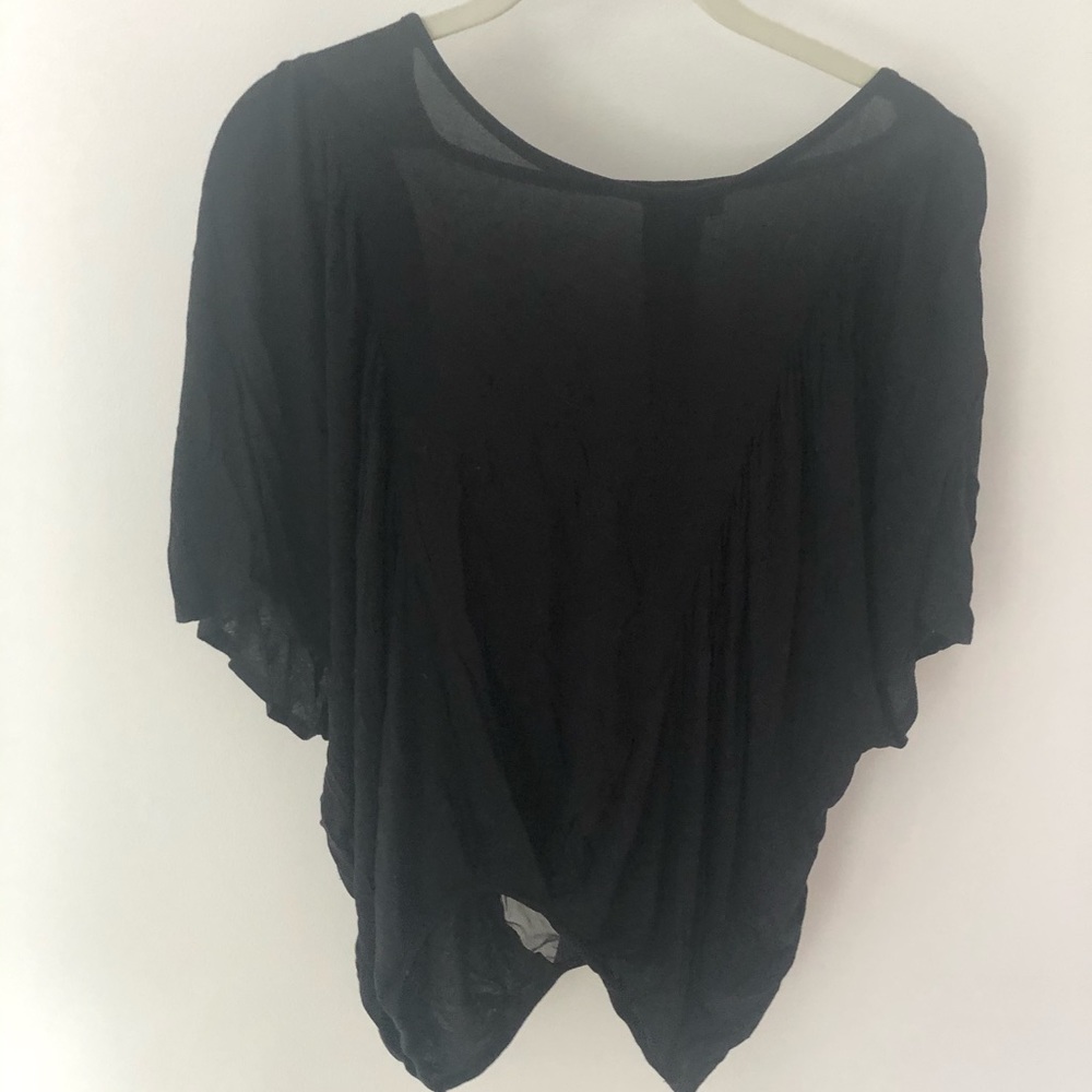 Bebe slouchy black blouse with illusion V back